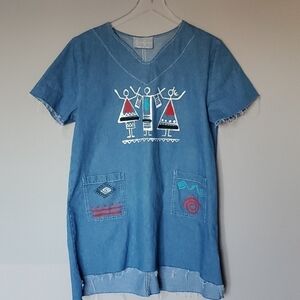 Vintage Tribal Made in the USA Mini Denim Dress